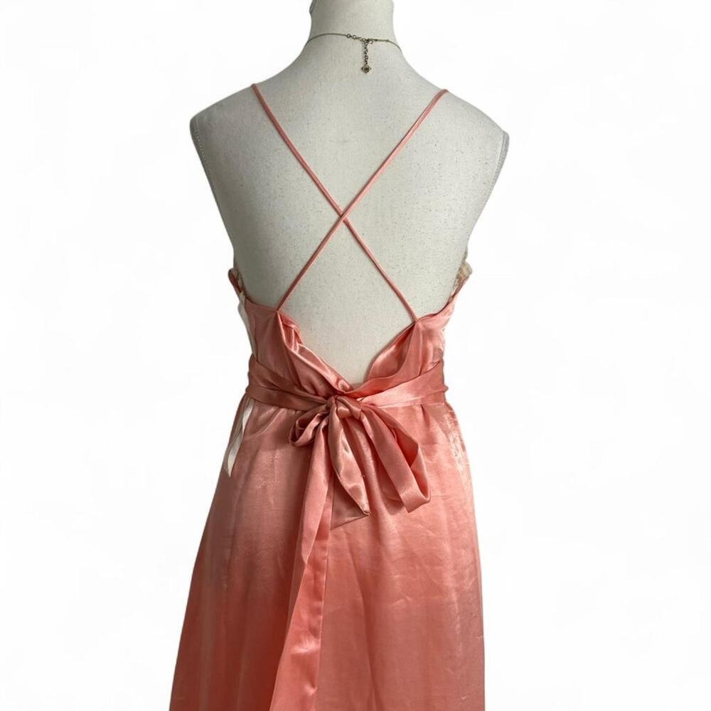 Victoria’s Secret Vintage 1980s Satin Pink  With Lace Top Gown Size Small - Picture 3 of 7